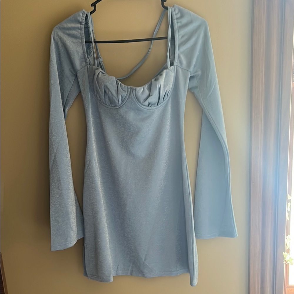 Princess Polly Shimmering Blue Mini Dress